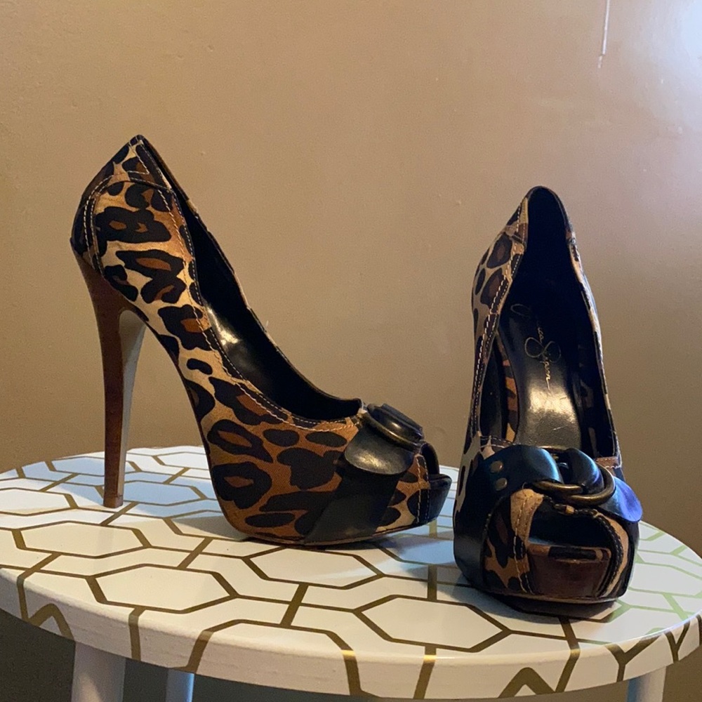 Jessica Simpson Peep Toe Animal Print Heel